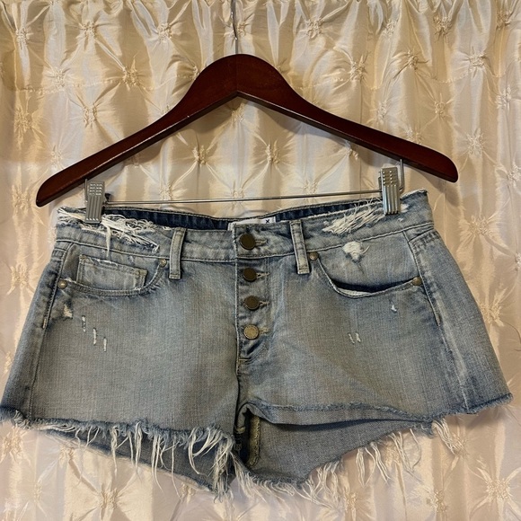 PAIGE Distressed Cut Off Jean Shorts Light Wash Button Fly - Picture 12 of 12